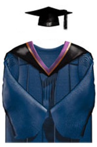 自製理工大學企業金融碩士畢業袍 黑色方形畢業帽 紫色肩帶披肩 碩士畢業袍製衣廠DA218